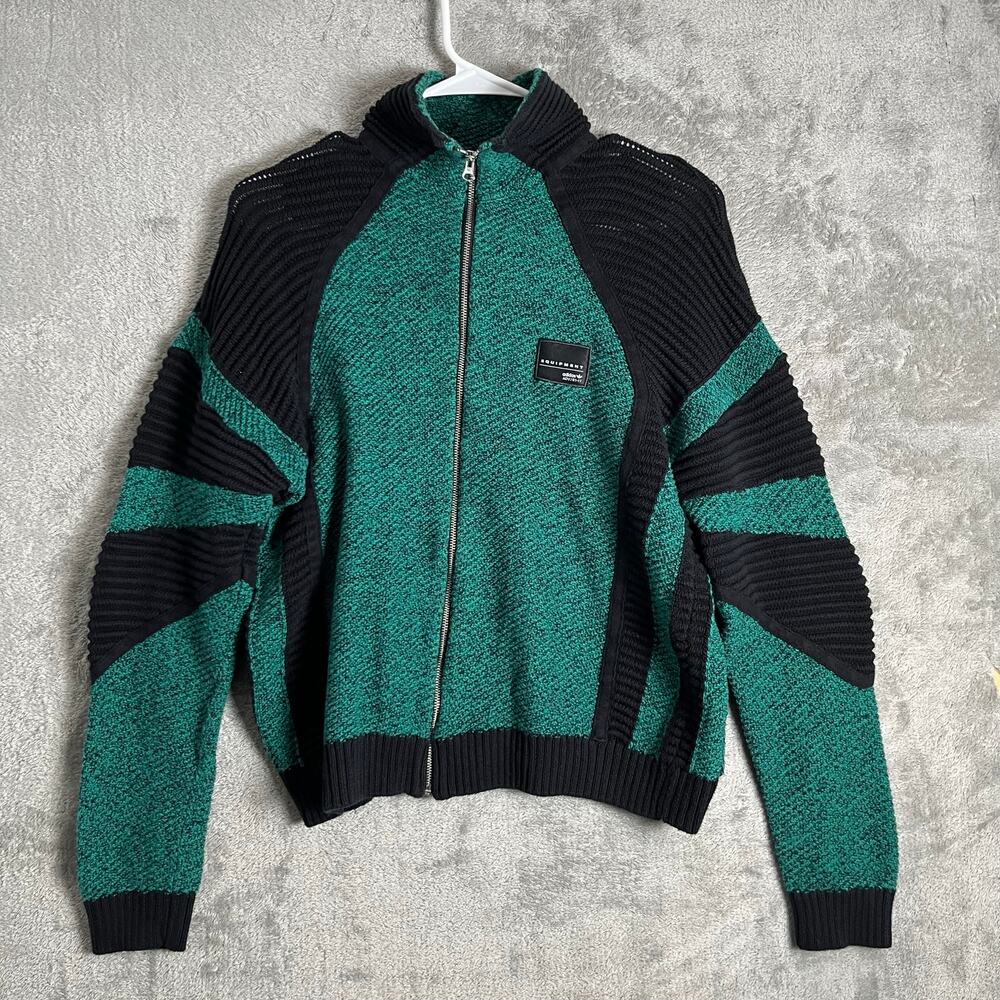 adidas Originals Equipment Green Colorblock Knit Zip Up Cardigan Medium Street‎